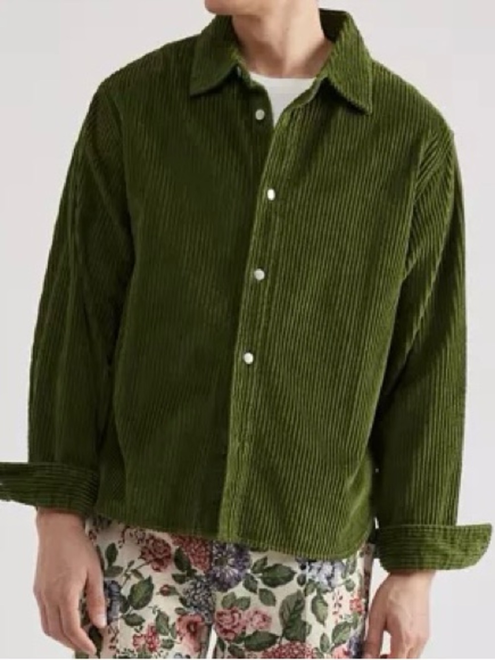 Urban Outfitters Green Corduroy Shacket Men’s Large Wide Fit Button Front Shirt